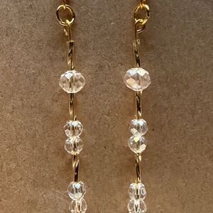 Elegant Gold and Clear Crystal Drop Earrings Style #025